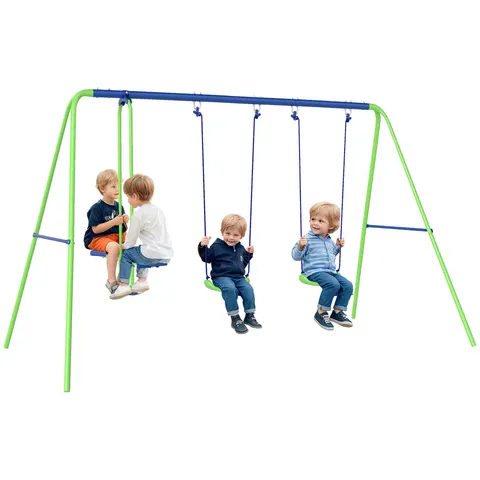 Metal Swing Set with Glider β Two Swing Seats and Adjustable
