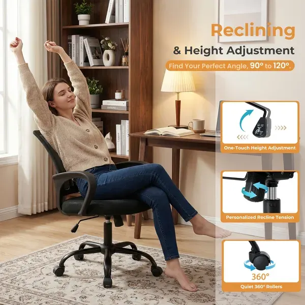 Ergonomic Office Desk Gaming Chair Mid Back with Lumbar Support — photo 5