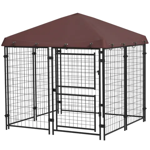 Dog Kennel Outdoor with Waterproof Canopy