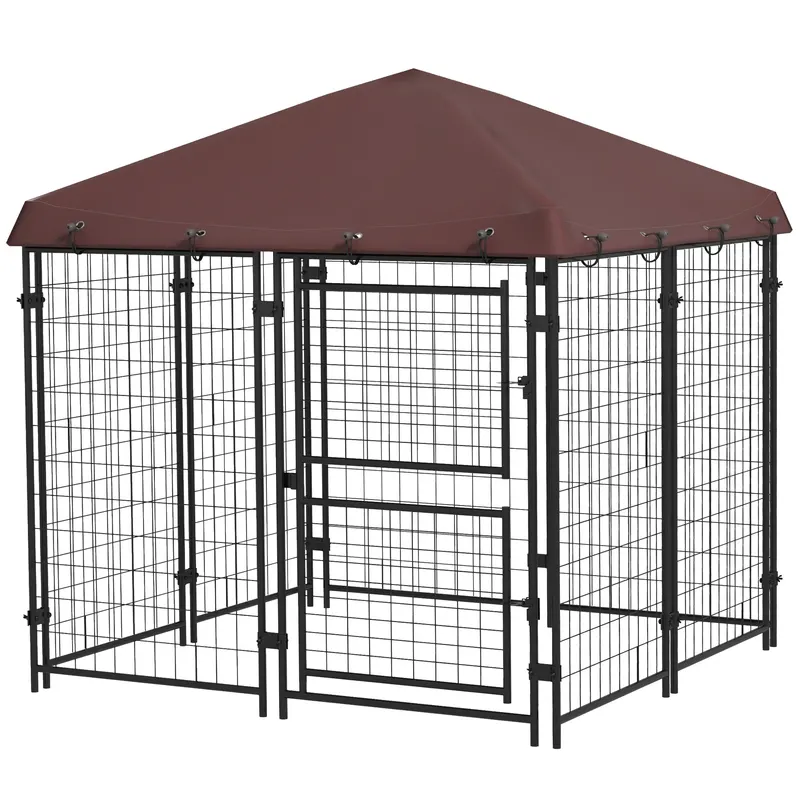 Dog Kennel Outdoor with Waterproof Canopy