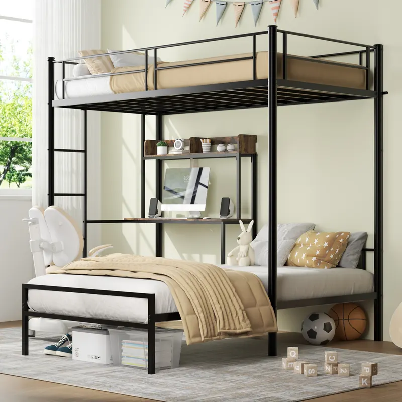 Twin Over Twin L-shaped Bunk Bed with Desk — photo 2