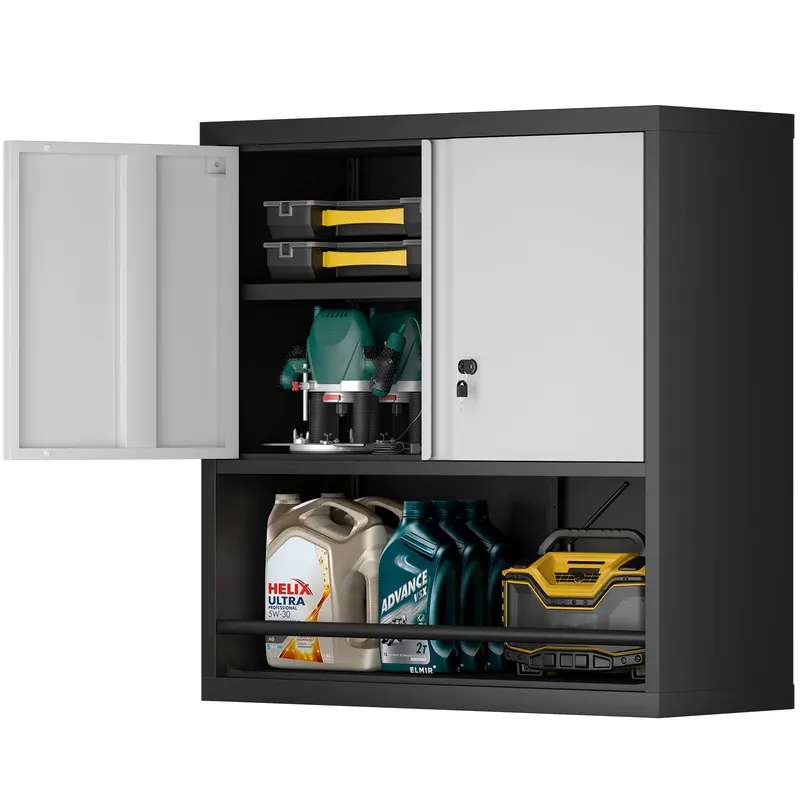 Metal Adjustable 2 Doors Metal Storage Cabinet Kitchen Pantry — photo 2