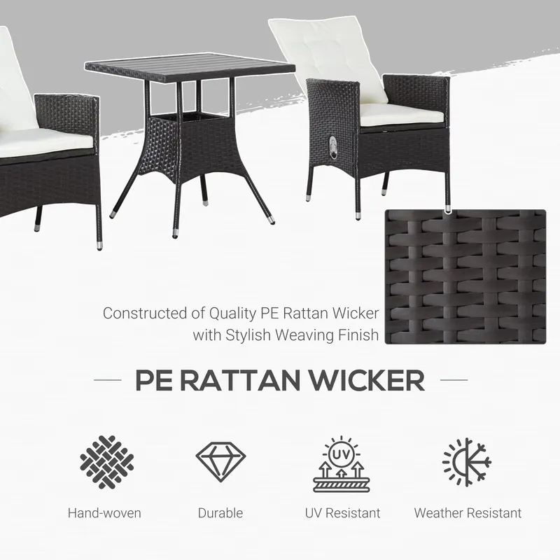 3 Piece Patio Bistro Set β PE Wicker Furniture Conversation Set β photo 3