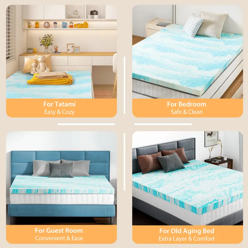Memory Foam Mattress Topper with Cooling Gel β photo 3