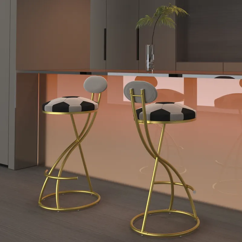 Football Print Bar Stools Set of 2 Upholstered Counter Height — photo 4