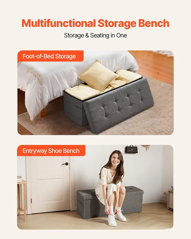 Foldable Storage Ottoman Bench — photo 2