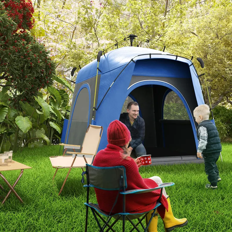 3 Person Pop Up Camping Tent Quick Setup Automatic Hydraulic
