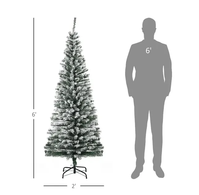 HOMCOM 6ft Artificial Snow Flocked Christmas Tree with Foldable β photo 3