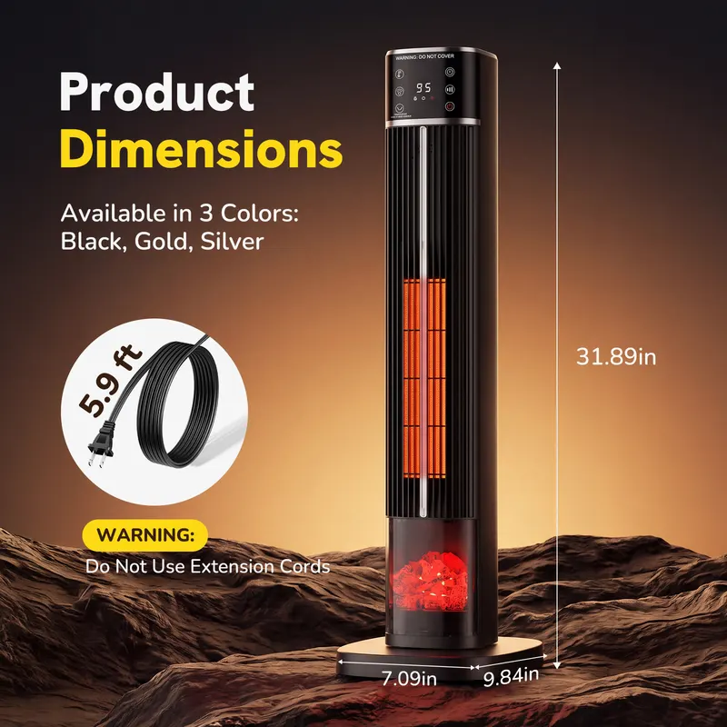 Space Heater — Ceramic Tower Electric Heater for Indoor Use