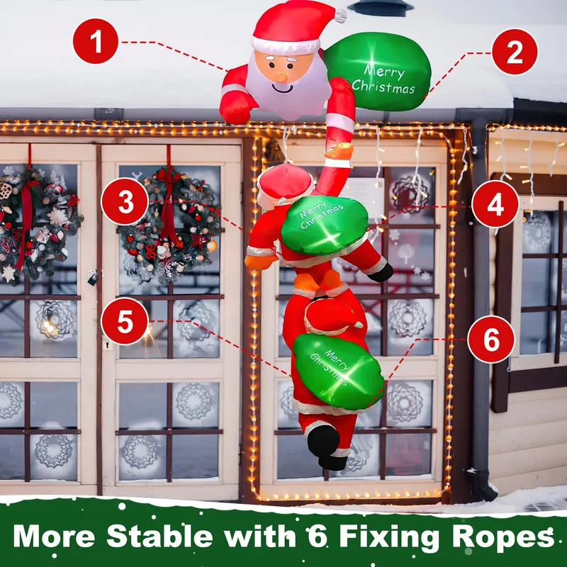 8FT Climbing Inflatable Santa Claus with Light Hanging Blow Up — photo 6