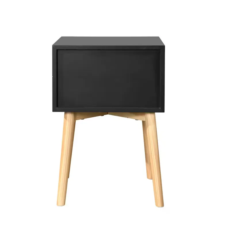 Side Table — Bedside Table with 2 Drawers and Rubber Wood Legs — photo 2