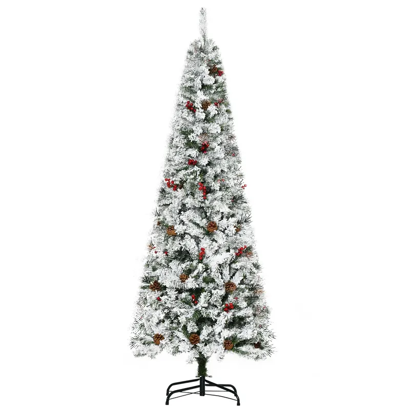 6 Foot Pencil Snow Flocked Artificial Christmas Tree with 600