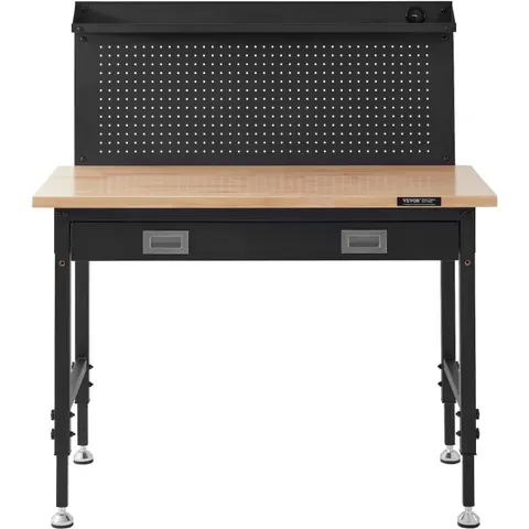 Workbench Adjustable Height 28-39.5" Work Bench for Garage Oak