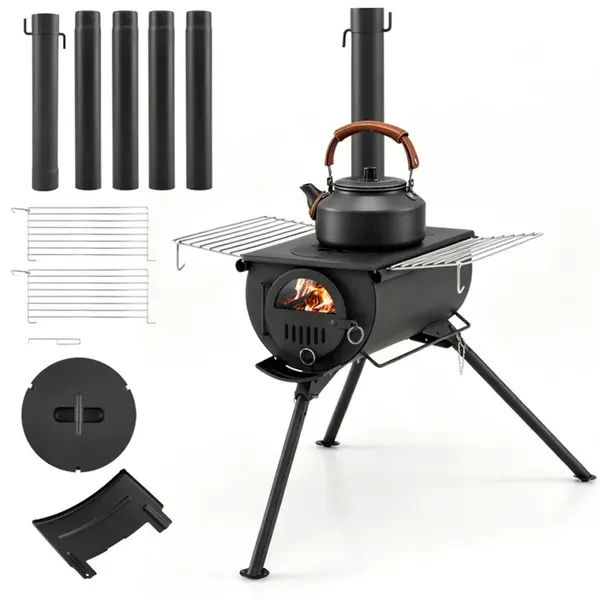 Portable Foldable Wood Burning Tent Stove with 5 Sections — photo 4