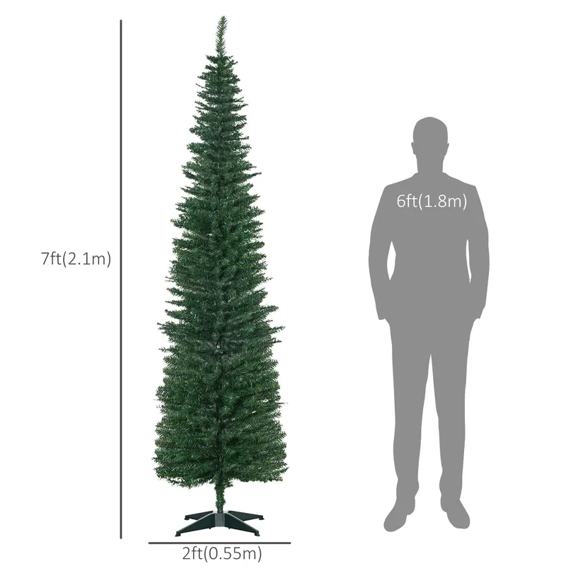7' PVC Slim Pencil Artificial Christmas Tree 390 Branch Tips — photo 5