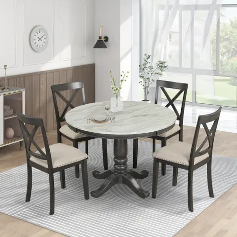 Orisfur. 5 Pieces Dining Table and Chairs Set for 4 Persons