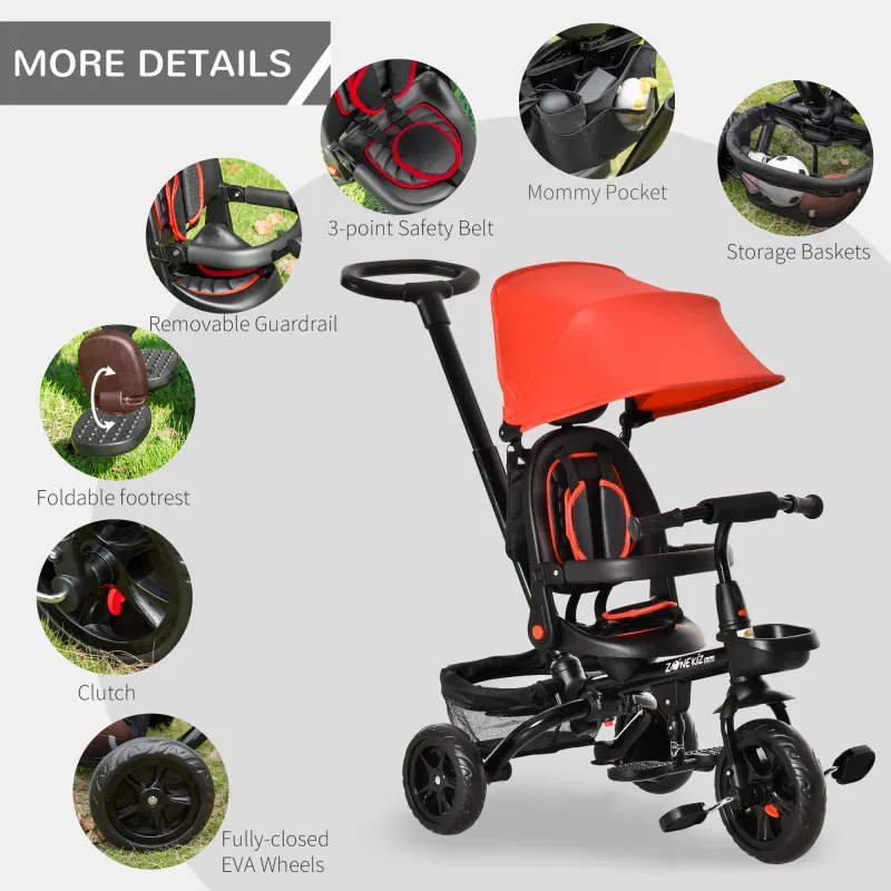 Tricycle for Toddler 4 in 1 Kids Trike with Reversible β photo 7