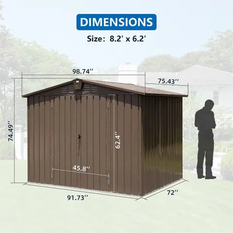 Outdoor Storage Shed 8.2' X 6.2'