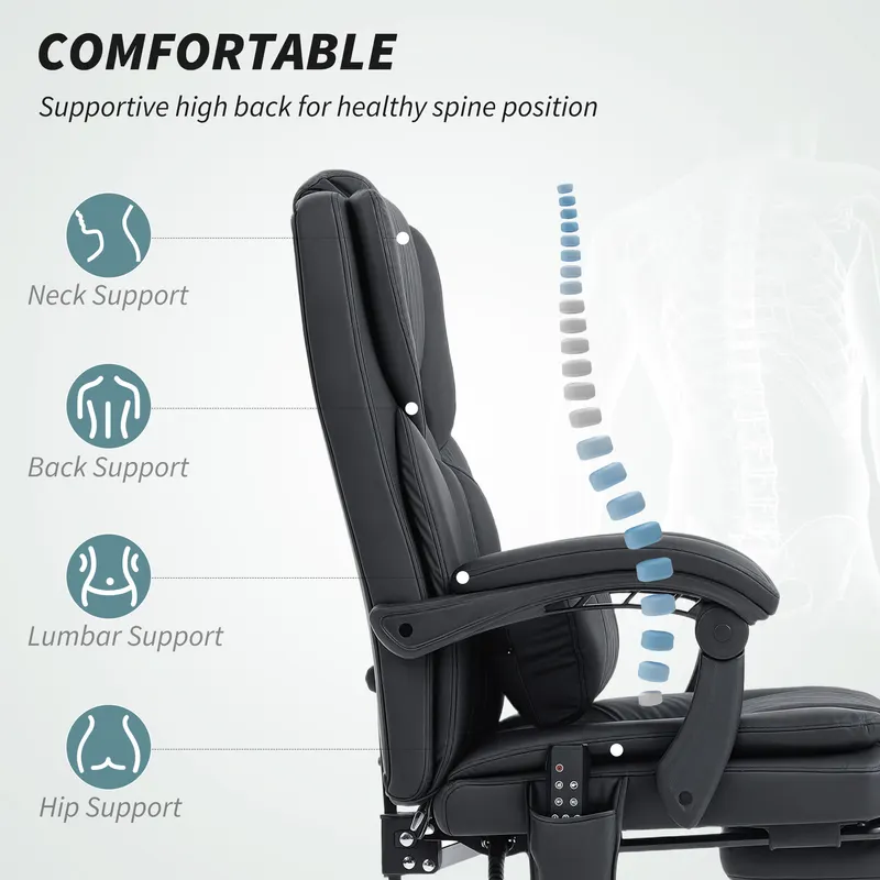 Office Chair with Massage β Pet-friendly Faux Leather Reclining β photo 4