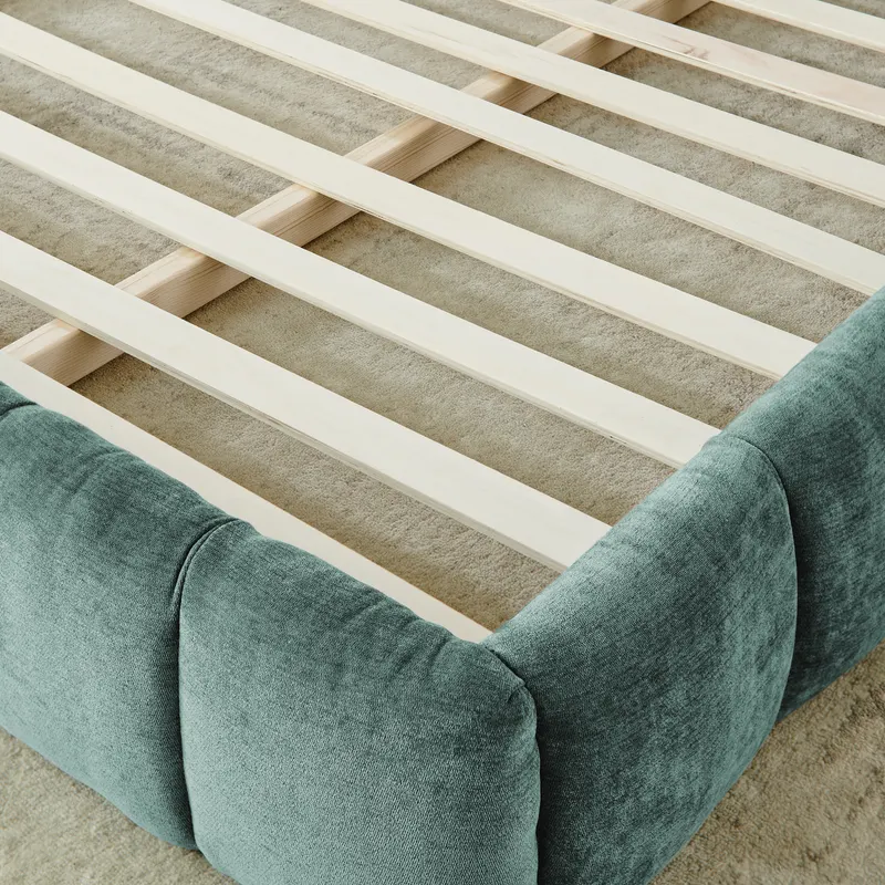 King Size Upholstered Bed Frame with Thick Fabric — photo 5