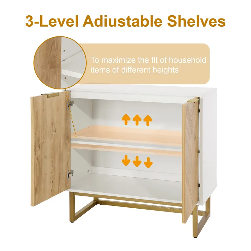 White and Gold Storage Cabinet with 2 Doors — photo 4