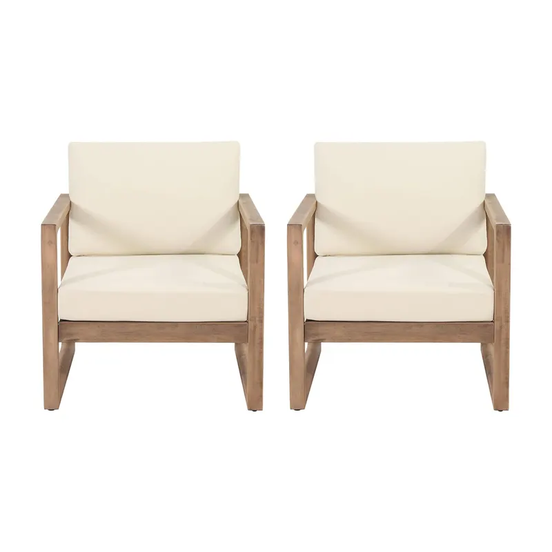 Set of 2 — Outdoor Acacia Wood Patio Club Chair — photo 4