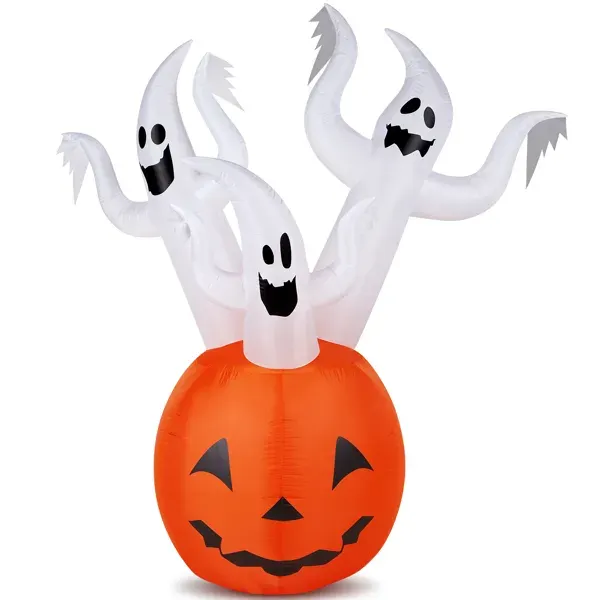 5.9 FT Halloween Inflatable Pumpkin Ghost Outdoor Decorations β photo 4