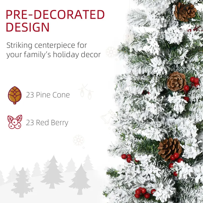 6 Foot Pencil Snow Flocked Artificial Christmas Tree with 600 — photo 4