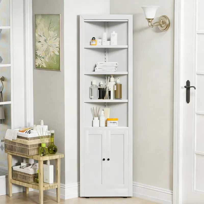 71in Tall Corner Storage Cabinet with 2 Doors