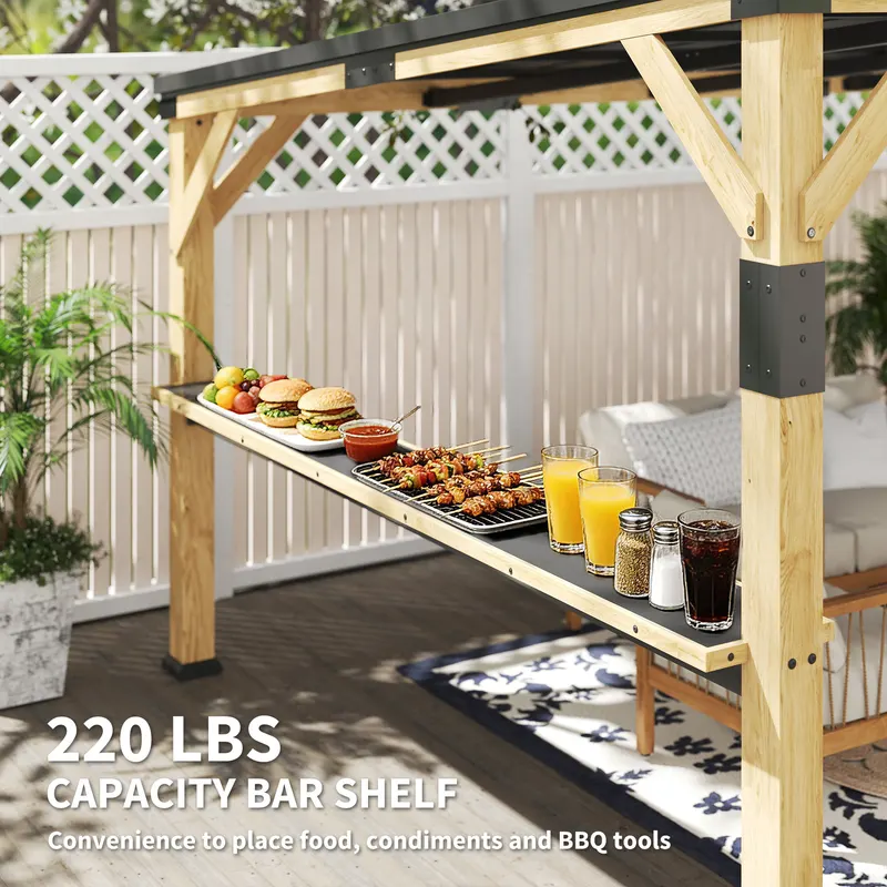 Wooden Gazebo — Hardtop Lean-to Gazebo Pergola with Galvanized — photo 6