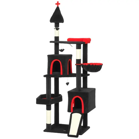 78" Gothic Cat Tree — Cat Tower with Coffin Bed