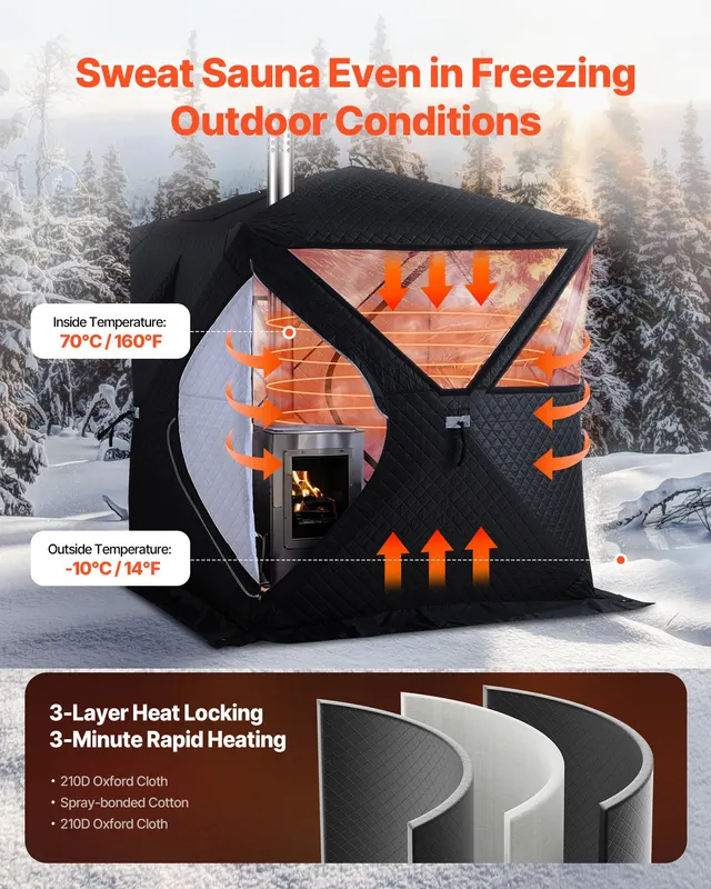 Outdoor Steam Dry Sauna Tent for 4 Person with Velcro — photo 5