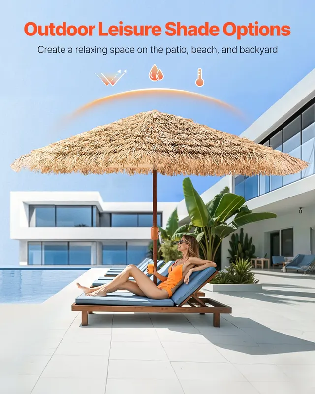 Tiki Umbrella Thatched Patio Umbrella 9 Ft Poolside Patio Beach β photo 4
