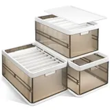 3 Pack Foldable Storage Bin with Lid Stackable Plastic Closet — photo 1