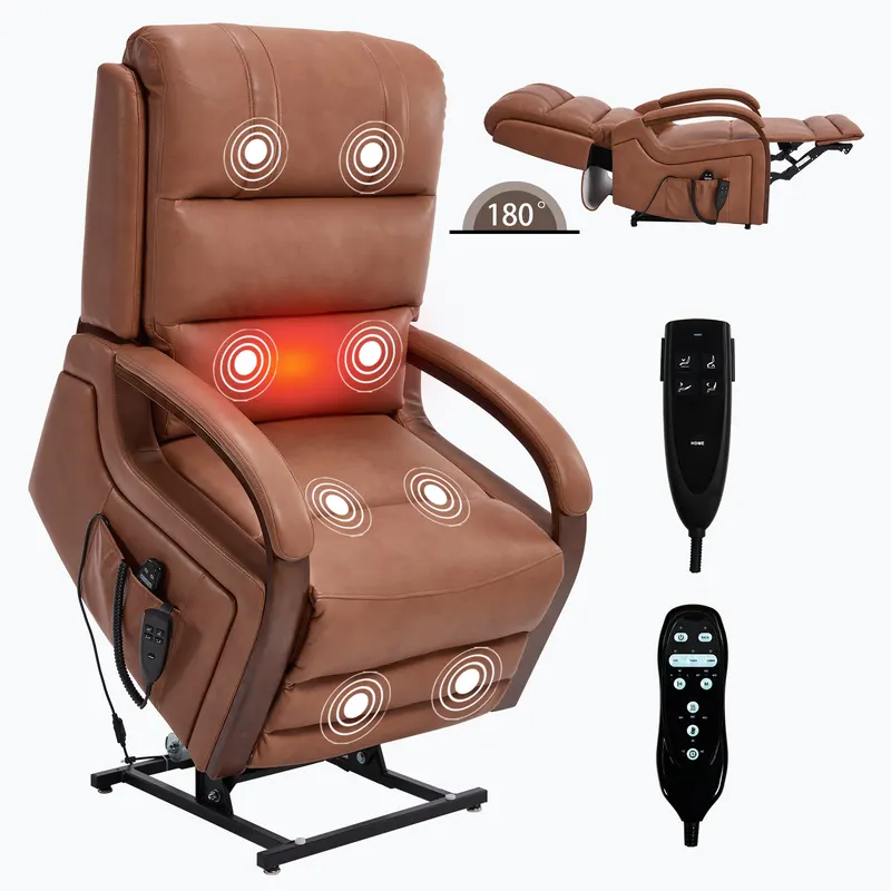 Power Orange Leatheraire Lift Recliner Chair Dual Motor Infinite — photo 7