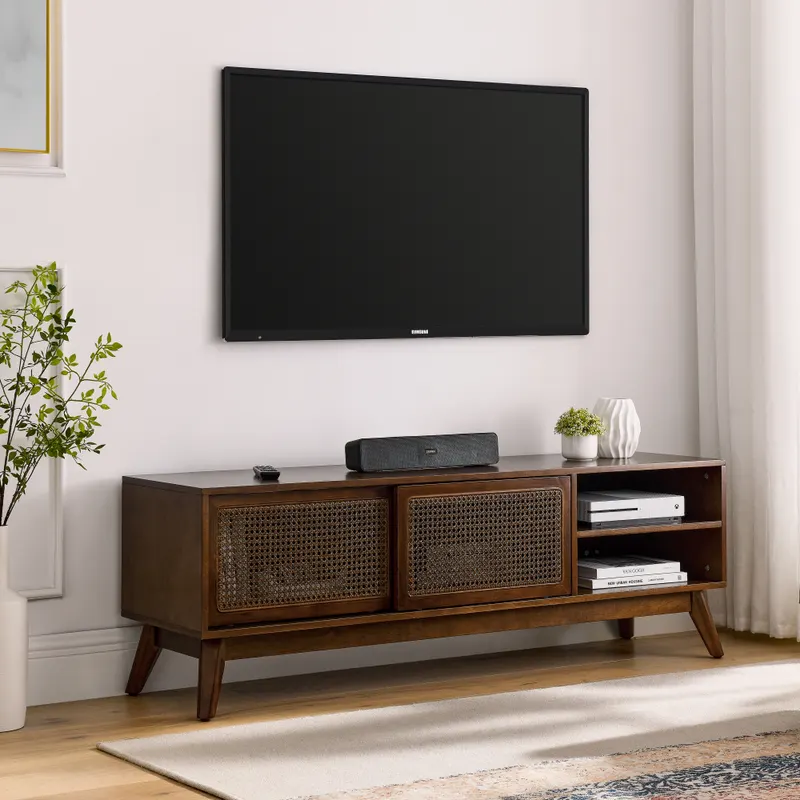 59 Inch Mid Century Modern Rattan TV Stand for 65 Inch TV — photo 6