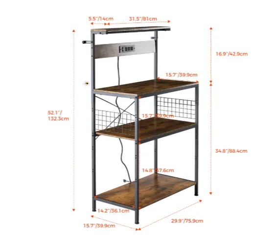 Kitchen Bakers Rack with Power Outlet — photo 5