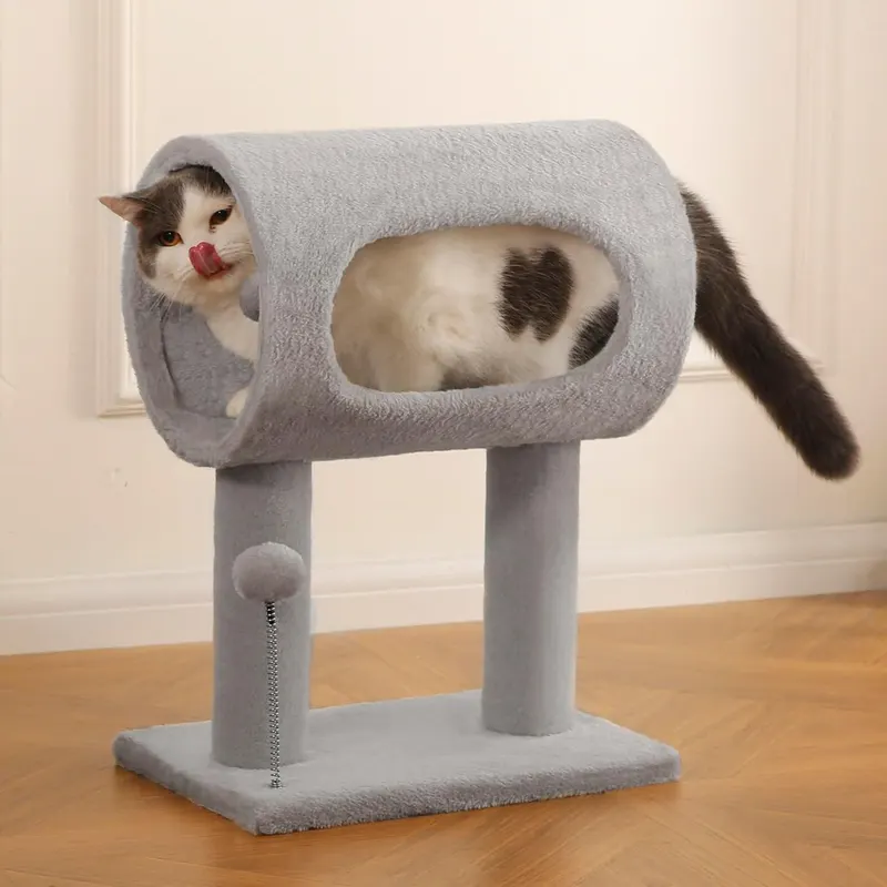 Gray Indoor Cat Tree with Hanging Ball 20.5Cat Tree with Tunnel — photo 7