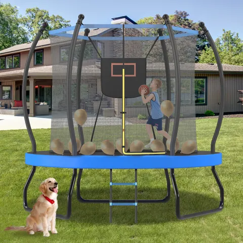 8FT Trampoline with Basketball Hoop