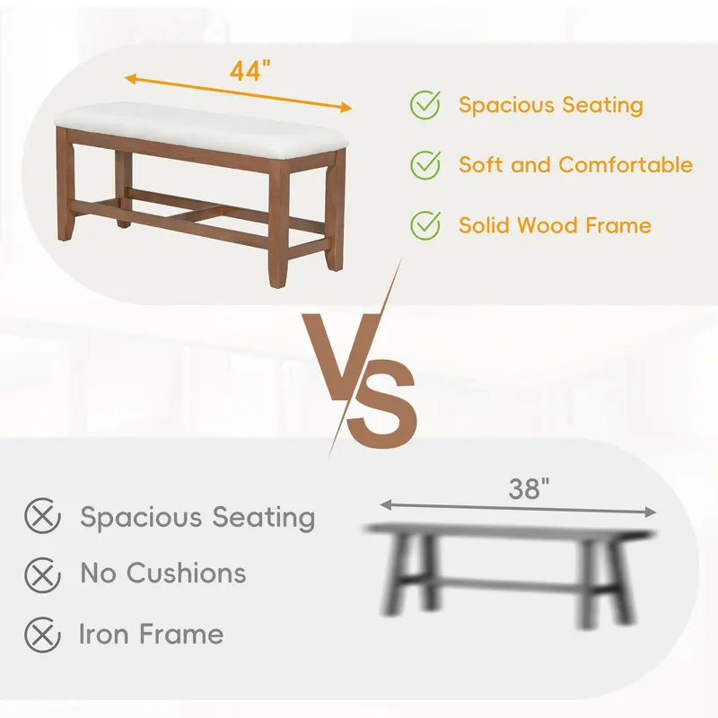Farmhouse 76inch 6-Piece Extendable Dining Table Set Trestle — photo 4