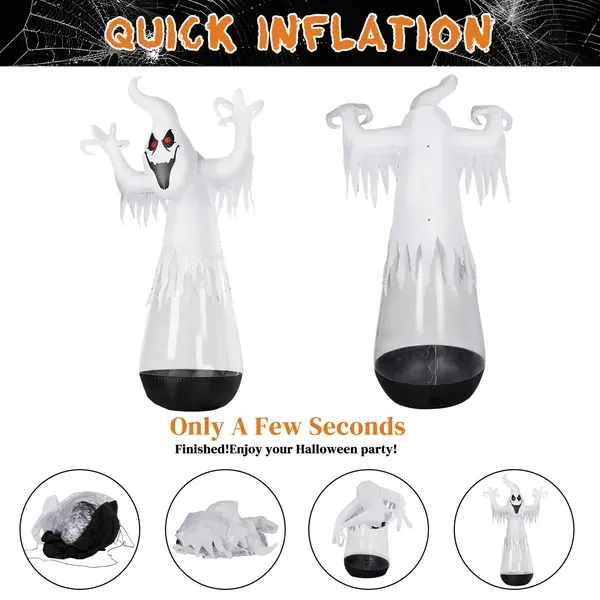 12ft Inflatable Halloween Decor Half-body Clear PVC White Ghost — photo 4