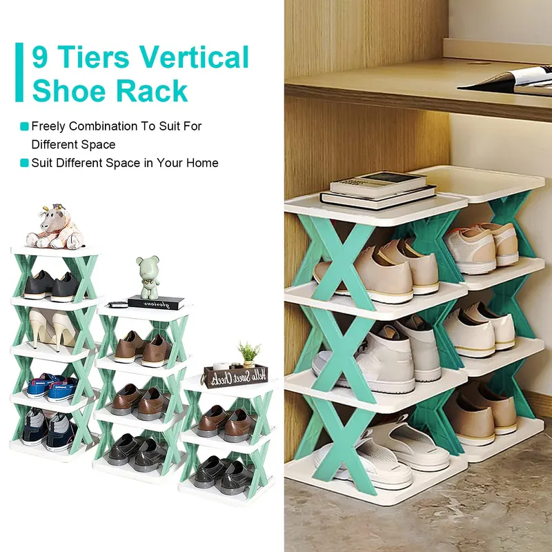 9Tier Narrow Entryway Shoe Rack for Entrydoor Plastic Vertical — photo 5