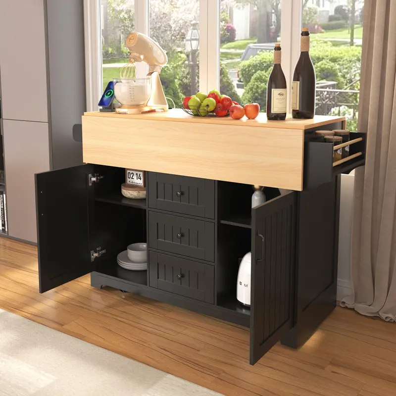 K & K 55.7 Large Kitchen Island with 2 Drop Leaf — photo 5