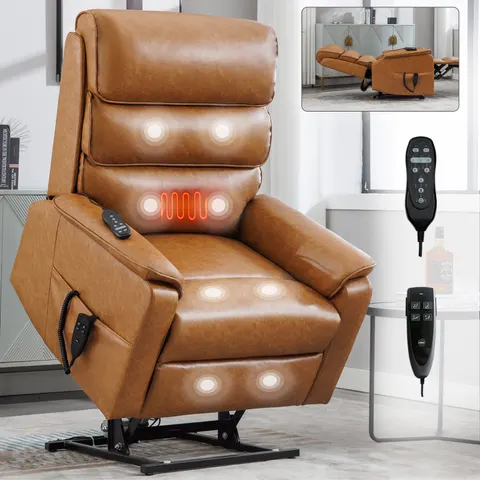 Brown Leatheraire Dual Motor Infinite Position Up to 350 LBS