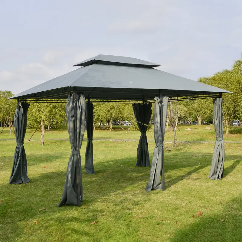 Outdoor Soft Top Gazebo Pergola with Curtains — photo 2