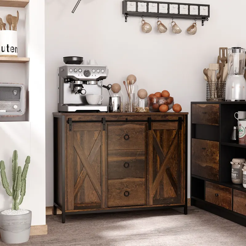 Buffet Cabinet Kitchen Sideboard with Sliding Barn Doors — photo 8