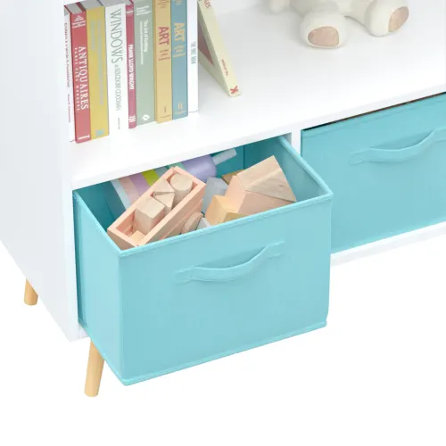 Fiberboard Children's Bookshelf with Foldable Fabric Drawers — photo 4