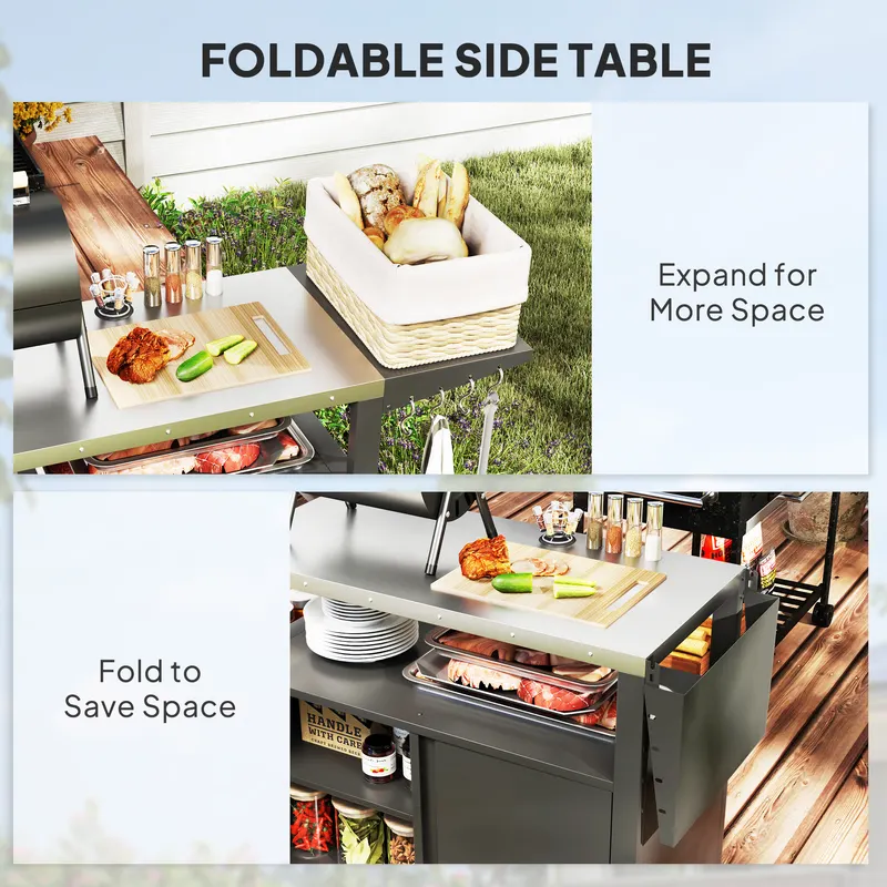 Outdoor Grill Cart Table with Stainless Steel Top — photo 6