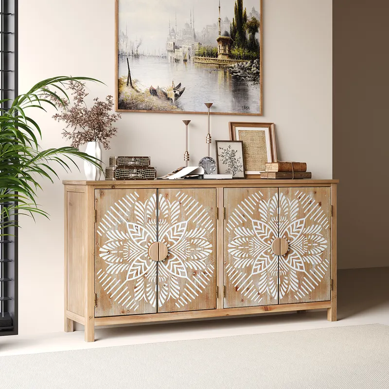 60 Wood Accent Cabinet with 4 Doors — photo 5