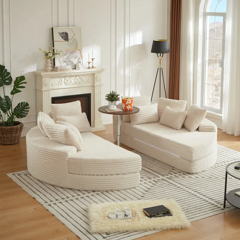 78.5-inch Corduroy Round Oversized Recliner β photo 2